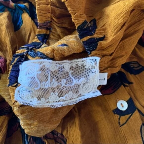 Sadie & Sage Boho Floral Flowy 100% Rayon Top L - Picture 3 of 5